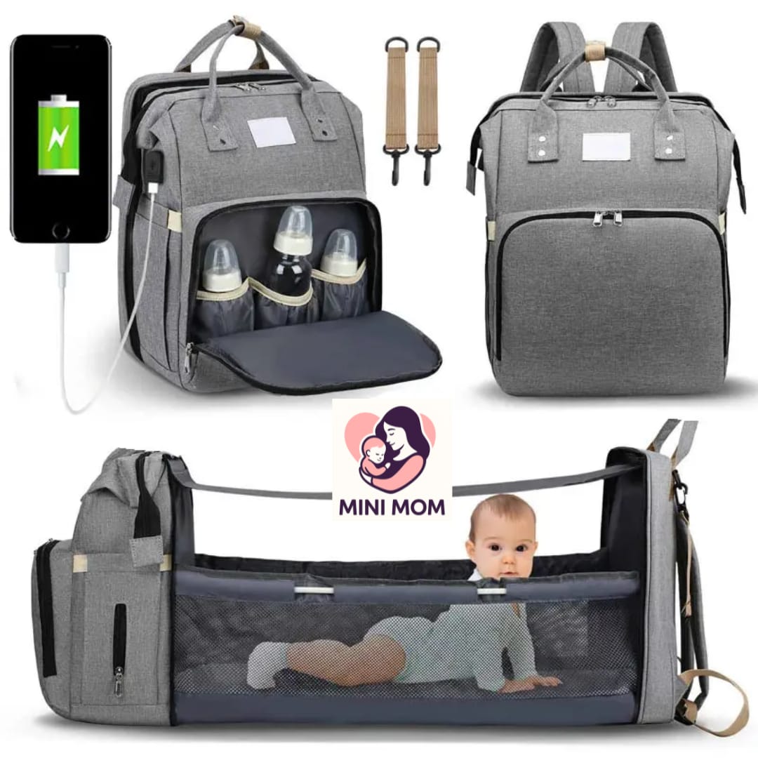 backpack travel crib Multi Functional Baby Diaper Bag Backpack with Foldable Travel Crib – USB  Charging, Large Capacity, Waterproof