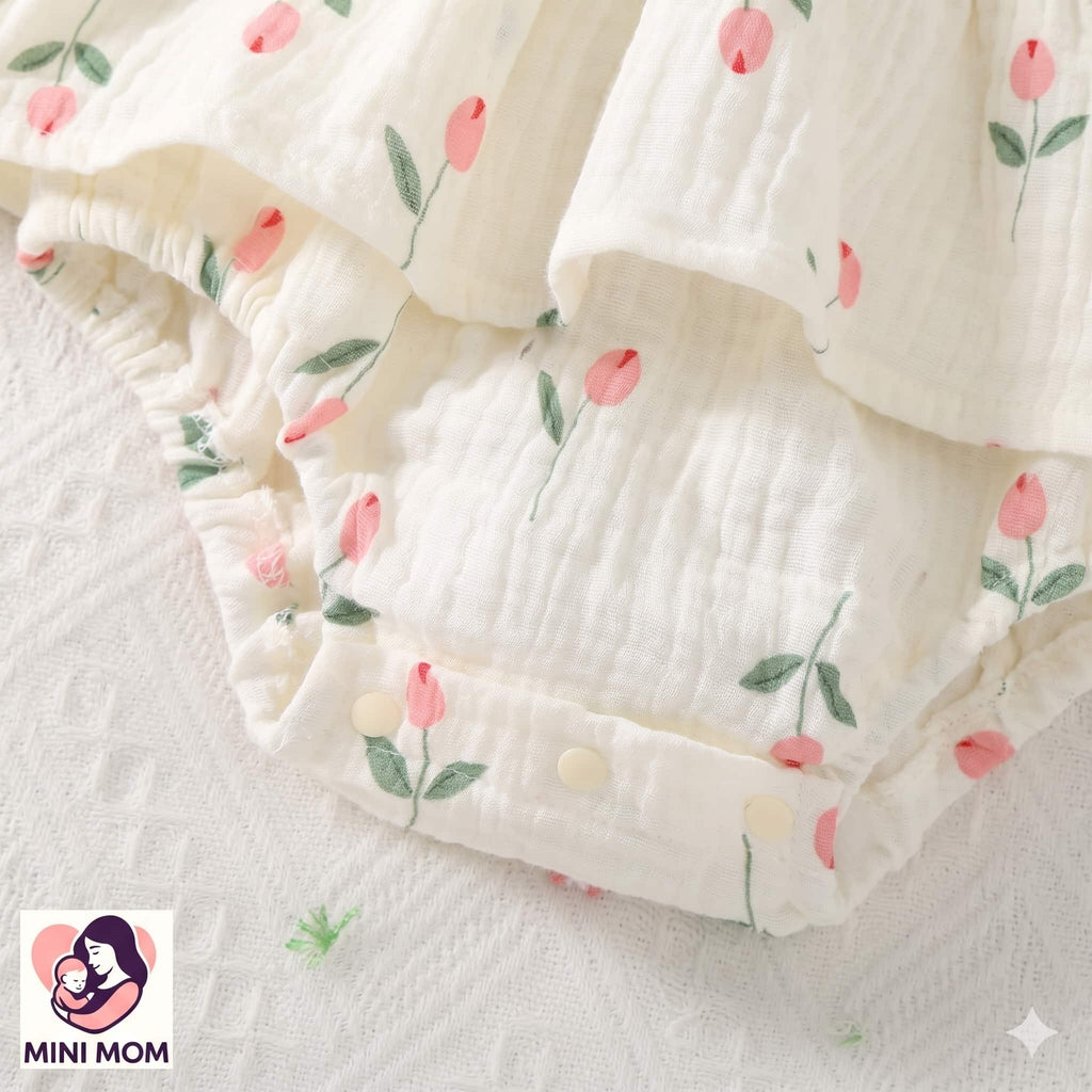 baby girl romper dress with a layered ruffle skirt and diaper cover snaps- bangladesh