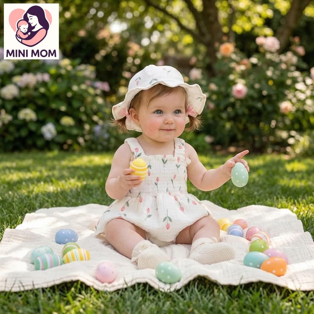 Baby girl wearing tulip floral smocked romper dress with hat – summer outfit Banglades