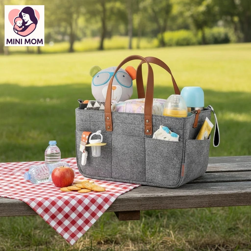 Diaper Caddy Bag with PU Leather Handle