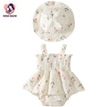 Baby girl tulip print cotton sun hat matching romper set – Mini Mom BD