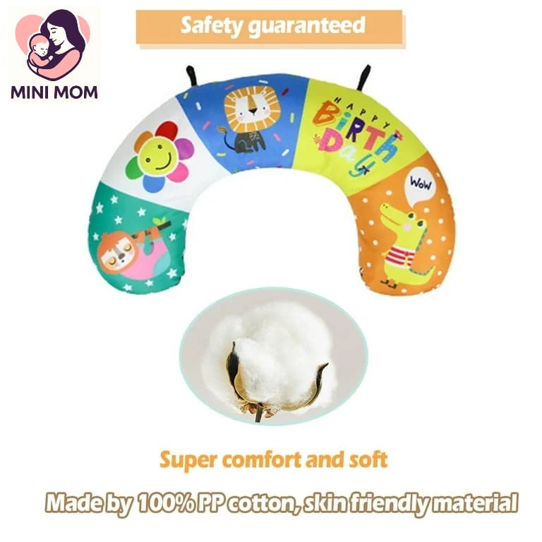 Baby Tummy Time Pillow with Mirror, Crinkle & Teether Toys -Sensory Play Mat for Newborns 0-12 Months