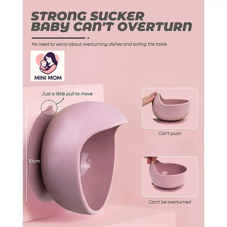 Strong Suction, Large Silicone Bowl with Speen for Toddlers Babies Prevent Food Dropping