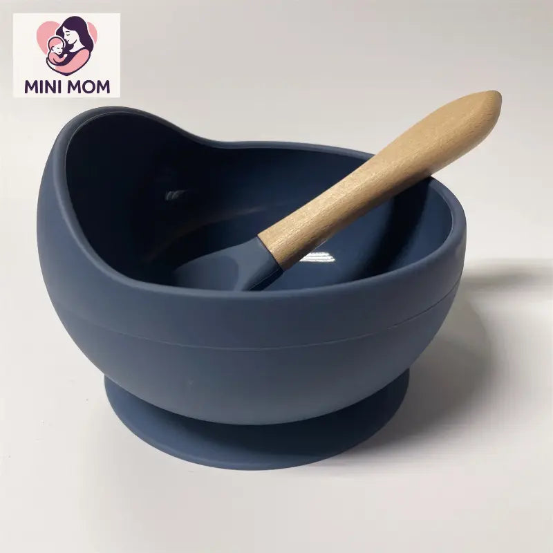 Strong Suction, Large Silicone Bowl with Speen for Toddlers Babies Prevent Food Dropping