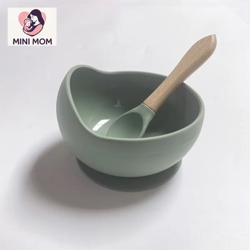 Strong Suction, Large Silicone Bowl with Speen for Toddlers Babies Prevent Food Dropping
