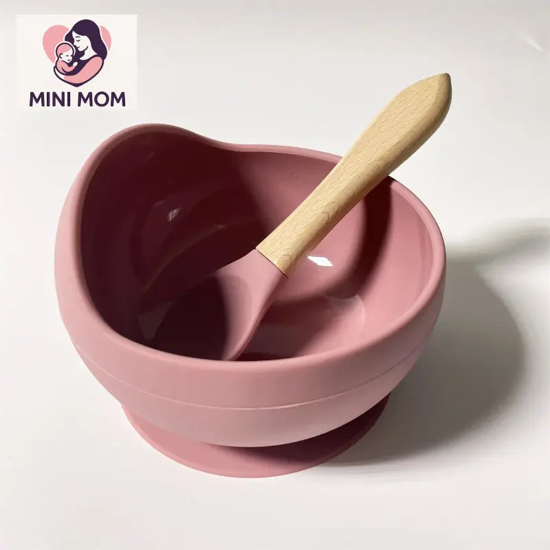 Strong Suction, Large Silicone Bowl with Speen for Toddlers Babies Prevent Food Dropping